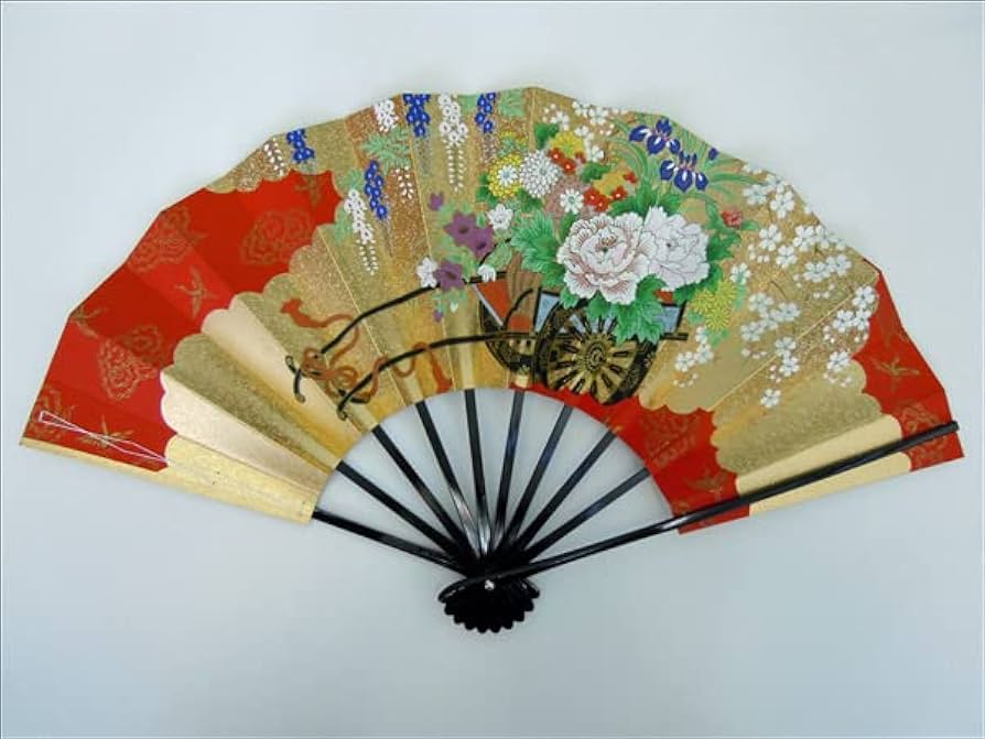 Amazon.co.jp: 2835,舞扇子 日本舞踊 踊り用 29cm 花車と松 黒塗